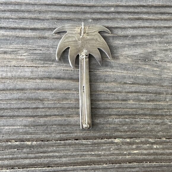 Vintage 925 Sterling Silver Palm Tree Brooch Pin Pendant - Picture 3 of 9